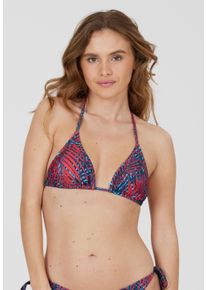 CRUZ Damen Triangel-Bikini-Top "Monique", rot, casual, Gr. 40, mehrfarbig, 80% Polyamid, 20% Elasthan, Bikini-Oberteile, mit tropischem Print