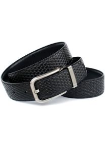 Anthoni Crown Damen Ledergürtel, schwarz, Gr. 95, Flechtoptik, unifarben, Leder, Gürtel, zum Wenden eine Seite Felchtoptik