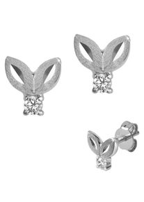 Firetti Mädchen Paar Ohrstecker "Schmuck Geschenk Silber 925 Ohrschmuck Glitzer Blüte Flügel", Silber 925 (Sterlingsilber), silber, Silber 925