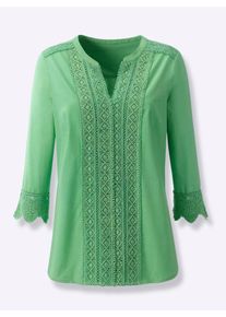 Inspirationen Damen Schlupfbluse, grün, Gr. 36, unifarben, 50% Baumwolle, 50% Polyester, Spitze:100% Baumwolle, Blusen