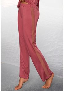 Lascana Damen Pyjamahose, Gr. 36, rot, Single Jersey, Obermaterial: 95% Viskose, 5% Elasthan, unifarben, sexy, Hosen, mit Seitenstreifen aus