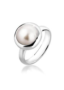 NENALINA Damen Perlenring "Damenring Mabe Perle Klassisch Edel 925 Silber", 58mm, ohne Stein, Silber 925 (Sterlingsilber), 3mm, silber, Silber 925