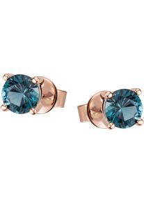 Firetti Damen Paar Ohrstecker "Schmuck Geschenk Gold 375 Gold 585 Ohrschmuck Ohrringe Solitär", Roségold 585, blau, Rosu00e9gold 585, Ohrringe, mit