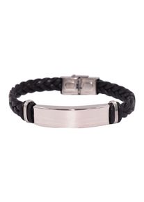 Firetti Herren Lederarmband "Schmuck Geschenk Armschmuck ID-Armband- Optik", Edelstahl-Leder-Kautschuk, schwarz, Edelstahl, Leder, Kautschuk,