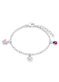 Mädchen Armband "9082414, Marienkäfer, Schmetterling, Kleeblatt", Silber 925 (Sterlingsilber), rosa, Prinzessin Lillifee, Silber 925