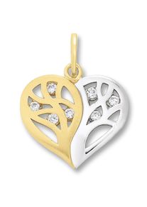 ONE ELEMENT Damen Ketten-Anhänger "Zirkonia Herz Herz Anhänger aus 333 Gelbgold", Gelbgold 333, gold, Gelbgold 333, Schmuckanhänger, Damen Gold