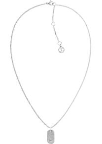 Tommy Hilfiger Damen Kette mit Anhänger "SS24 DOG TAG, 2780860", Edelstahl, L: 46cm, silber, Edelstahl, Halsketten, mit Glasstein