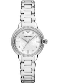 Emporio Armani Damen Quarzuhr, silber, Armbanduhren, Armbanduhr, Damenuhr, analog, Edelstahlarmband