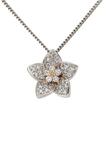 Firetti Damen Ketten-Anhänger "Schmuck Geschenk Gold 585 Halsschmuck Anhänger für Halskette Blume", 0,17 ct P2 = erkennbare Einschlüsse, Rotgold