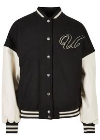 Urban Classics Damen Collegejacke "Urban Classics Damen Ladies Oversized Big U College Jacket", schwarz-weiß, casual, Gr. M, unifarben, 50% Wolle,
