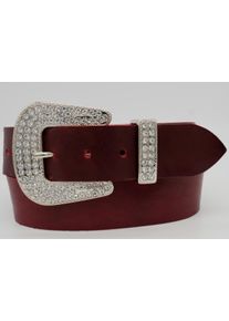 AnnaMatoni Damen Ledergürtel, rot, casual, Gr. 115, unifarben, Rindsleder, Gürtel, mit silberner Schließe