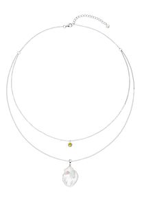 Firetti Damen Kette mit Anhänger "Schmuck Geschenk, Halskette Perle mehrreihig", Silber 925 (Sterlingsilber)-Perlen, L: 50cm, gelb, Silber 925