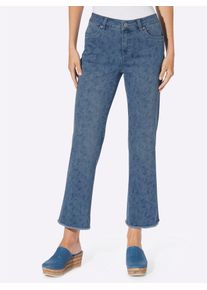 Heine Damen Push-up-Jeans, blau, Gr. 40, gemustert, mehrfarbig, bedruckt, Paisley, 56% Baumwolle, 19% Polyester, 14% Lyocell, 10% Viskose, 1%