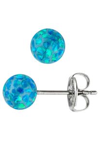 Jobo Damen Paar Ohrstecker, Edelstahl, silber, Edelstahl, Ohrringe, Edelstahl mit synthetischen Opalen