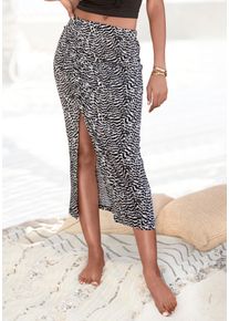 Vivance Damen Midirock, schwarz-weiß, modisch, Gr. 38, bedruckt, animal-print, Jersey, Obermaterial: 95% Viskose, 5% Elasthan, Röcke, mit seitlicher
