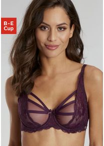 JETTE Damen Bügel-BH, Gr. 75, lila, Microtouch, Obermaterial: 88% Polyamid, 12% Elasthan, sexy, BHs, mit aufregendem Bänder-Design, sexy Dessous,