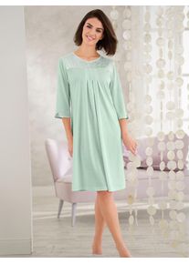 Ascafa Damen Nachthemd "Nachthemd", Gr. 36, grün, 50% Baumwolle, 50% Modal, unifarben, geblümt, gemustert, Kleider