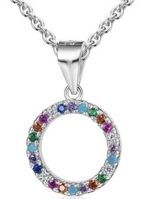 Firetti Damen Kette mit Anhänger "Schmuck Geschenk Silber 925 Halsschmuck Halskette Regenbogen", Silber 925 (Sterlingsilber), L: 45cm B: 1,1mm, bunt,