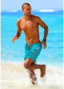 s.Oliver Herren Badeshorts, blau, Gr. M, Microfaser, Polyester, Badehosen, mit trendigem Logoprint