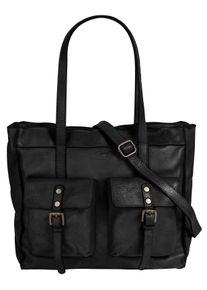 Samantha Look Damen Shopper, schwarz, Leder, vintage, Taschen, echt Leder, Made in Italy