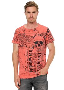 Rusty Neal Herren T-Shirt "Rusty Neal", orange, Gr. XL, bedruckt, 100% Baumwolle, Shirts, mit Allover-Print