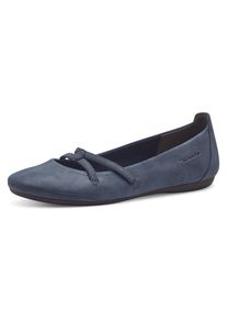Tamaris Damen Ballerina "Caterina", Gr. 37, blau, Lederimitat, sportlich, Schuhe, Flats, Festtagsmode, Slipper mit Gummizugriemchen