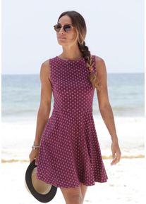 Beach Time BEACHTIME Damen Strandkleid, weiß, modisch, Gr. 36, Jersey, Obermaterial: 95% Baumwolle, 5% Elasthan, Kleider, mit Alloverdruck, Sommerkleid aus
