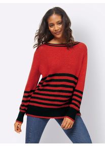 Heine Damen Rundhalspullover "Pullover", rot, Gr. 36, gemustert, gestreift, 38% Polyacryl, 30% Polyamid, 28% Polyester, 4% Wolle, Pullover