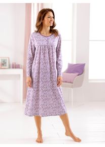 wäschepur WÄSCHEPUR Damen Nachthemd "Nachthemd", Gr. 36, lila, 100% Baumwolle, geblümt, gemustert, mehrfarbig, bedruckt, Kleider