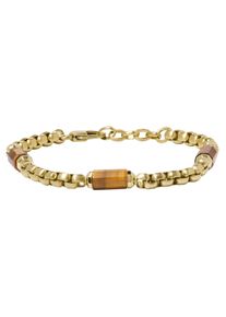 Fossil Armband "ALL STACKED UP, JF04570710, JF04571710", Edelstahl, braun, Edelstahl, Armbänder, mit Malachit oder Tigerauge