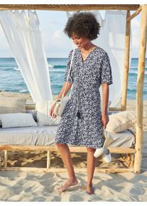 Heine Damen Druckkleid "Druck-Kleid", blau, Gr. 42, geblümt, gemustert, mehrfarbig, bedruckt, 100% Viskose, Kleider