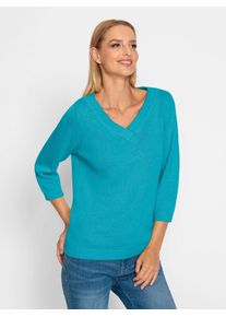 Heine Damen 3/4 Arm-Pullover "Pullover", blau, Gr. 36, unifarben, 70% Baumwolle, 30% Kaschmir, Pullover