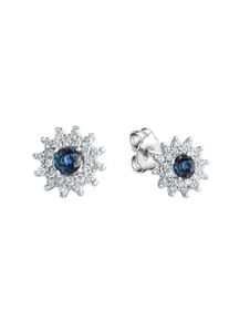 OROLINO Damen Paar Ohrstecker "585 Gold mit Brillanten 0,22ct. und Safir blau", ONE-SIZE, 0,24 ct SI = kleine Einschlüsse, Gold, silber, Gold,