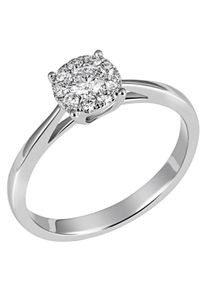 Firetti Damen Solitärring "Schmuck Geschenk Gold 585 Damenring Verlobungsring Goldring LIEBE", 56, 0,32 ct SI = kleine Einschlüsse, Weißgold