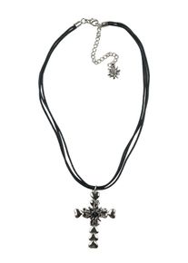 Allgäu Rebell ALLGÄU REBELL Damen Kette mit Anhänger "Hannerl", schwarz, Basic, Metall, Halsketten, mit Edelweiß