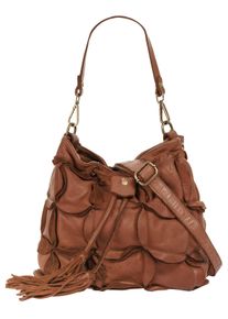 Samantha Look Damen Henkeltasche, braun, Leder, Taschen, echt Leder, Made in Italy
