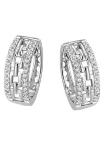 Firetti Damen Paar Creolen "Schmuck Geschenk Silber 925 Ohrschmuck Kettenglieder-Optik glitzernd", Silber 925 (Sterlingsilber), silber, Silber 925