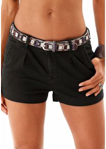 Lascana Damen Shorts, schwarz, casual, Gr. 38, unifarben, Denim/Jeans, Obermaterial: 98% Baumwolle, 2% Elasthan, Hosen, aus Baumwollstretch mit