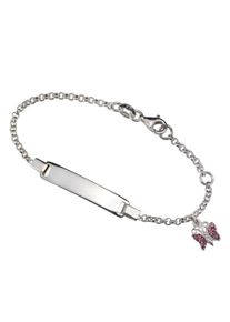 Firetti Armband "Schmuck Geschenk Silber 925 Armkette ID-Platte Schmetterling Glitzer", Silber 925 (Sterlingsilber), bunt, Silber 925