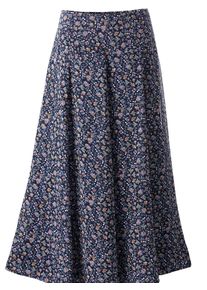 Inspirationen Damen Maxirock, blau, Gr. 19, geblümt, gemustert, mehrfarbig, bedruckt, 100% Polyester, Röcke