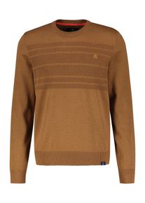 Lerros Herren Strickpullover "Lerros Strickpullover, tonal gestreift", braun, Gr. M, 100% Baumwolle, Pullover