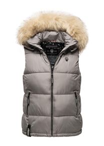 Marikoo Damen Steppweste "Eisflöckchen", grau, Gr. M, Obermaterial: 100% Polyester / Innenmaterial: 100% Polyester / Kunstfell: 90% Polyacryl, 10%