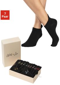 Lascana Damen Sneakersocken, Gr. 35, schwarz, Baumwollmischung, unifarben, Socken, mit kleiner Stickerei