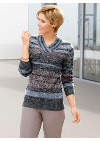 Casual Looks Damen V-Ausschnitt-Pullover "Pullover", blau, Gr. 40, meliert, gemustert, mehrfarbig, 100% Polyacryl, Pullover