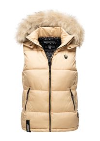 Marikoo Damen Steppweste "Eisflöckchen", beige, Gr. M, Obermaterial: 100% Polyester / Innenmaterial: 100% Polyester / Kunstfell: 90% Polyacryl, 10%