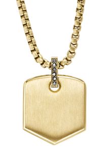 Fossil Damen Kette mit Anhänger "HERITAGE SHIELD, JF04572710", Edelstahl, L: 51cm, schwarz, Edelstahl, Halsketten, mit Zirkonia (synth.)