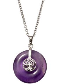Firetti Damen Kette mit Anhänger "Schmuck Geschenk Halsschmuck Halskette Ankerkette Lebensbaum Edelstein", Edelstahl, L: 60cm B: 2mm, bunt,