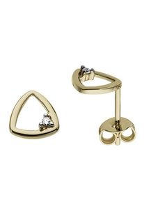 Firetti Damen Paar Ohrstecker "Schmuck Geschenk Gold 333 Ohrschmuck Dreieck Solitär", 0,02 ct P2 = erkennbare Einschlüsse, Gelbgold 333-Diamanten,
