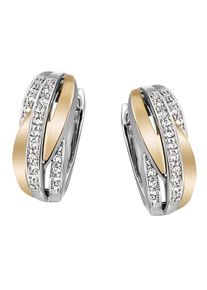 Firetti Damen Paar Creolen "Schmuck Geschenk Silber 925 Ohrschmuck bicolor glitzernd", Silber 925 (Sterlingsilber), gelb, Silber 925