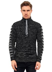 Rusty Neal Herren Strickpullover, schwarz-weiß, casual, Gr. M, unifarben, 75% Polyacryl, 25% Baumwolle, Pullover, mit stylischem Ausschnitt